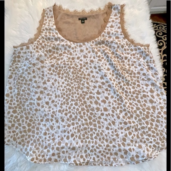ANN TAYLOR Leopard Print Lace Trim Cami In Spiced Taupe - Picture 4 of 11